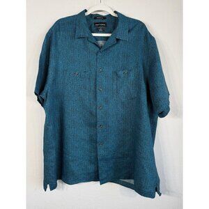 Paul Fredrick Shirt Adult 2XL Print Classic Fit Finest Pure Linen Button Up Mens